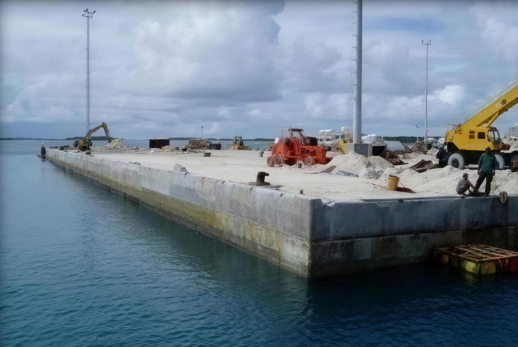 Concrete quay under construction at a Maldivian regional port